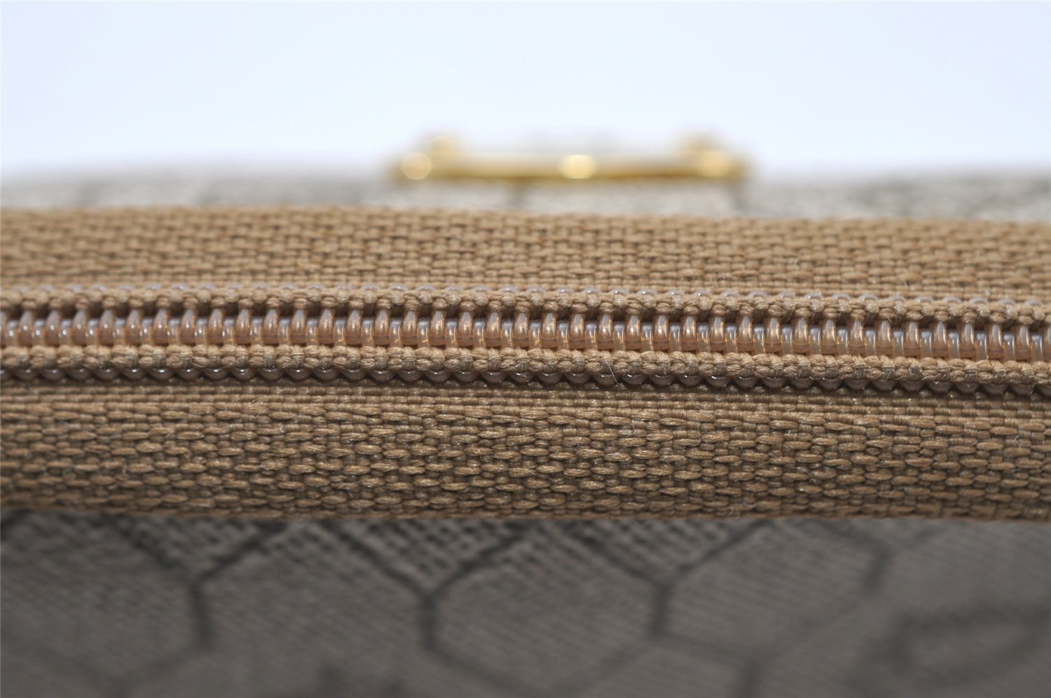 Authentic Christian Dior Honeycomb Chain Shoulder Bag PVC Leather Beige 7683I