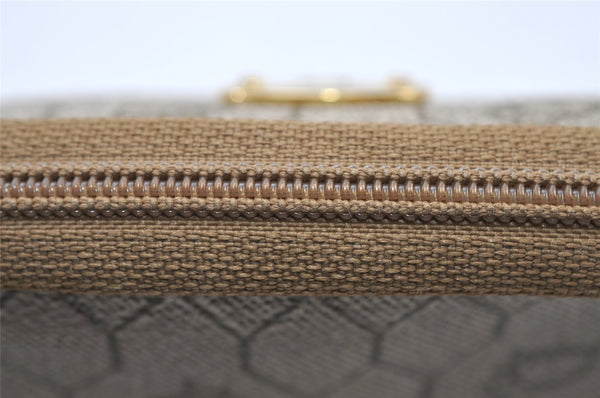 Authentic Christian Dior Honeycomb Chain Shoulder Bag PVC Leather Beige 7683I