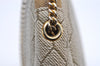 Authentic Christian Dior Honeycomb Chain Shoulder Bag PVC Leather Beige 7683I