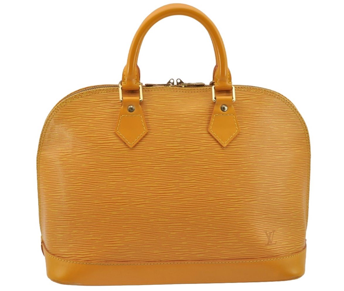 Authentic Louis Vuitton Epi Alma PM Hand Bag Yellow M52149 LV 7686I