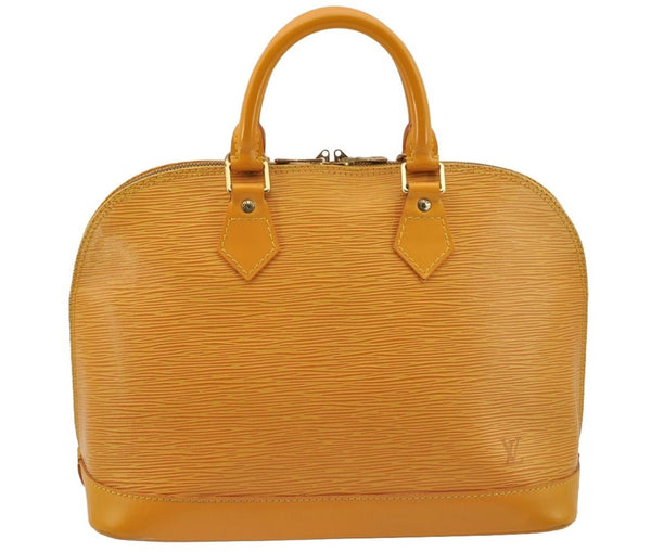 Authentic Louis Vuitton Epi Alma PM Hand Bag Yellow M52149 LV 7686I
