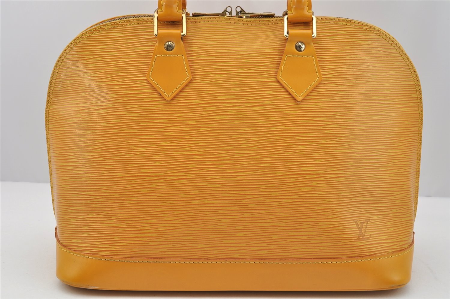 Authentic Louis Vuitton Epi Alma PM Hand Bag Yellow M52149 LV 7686I