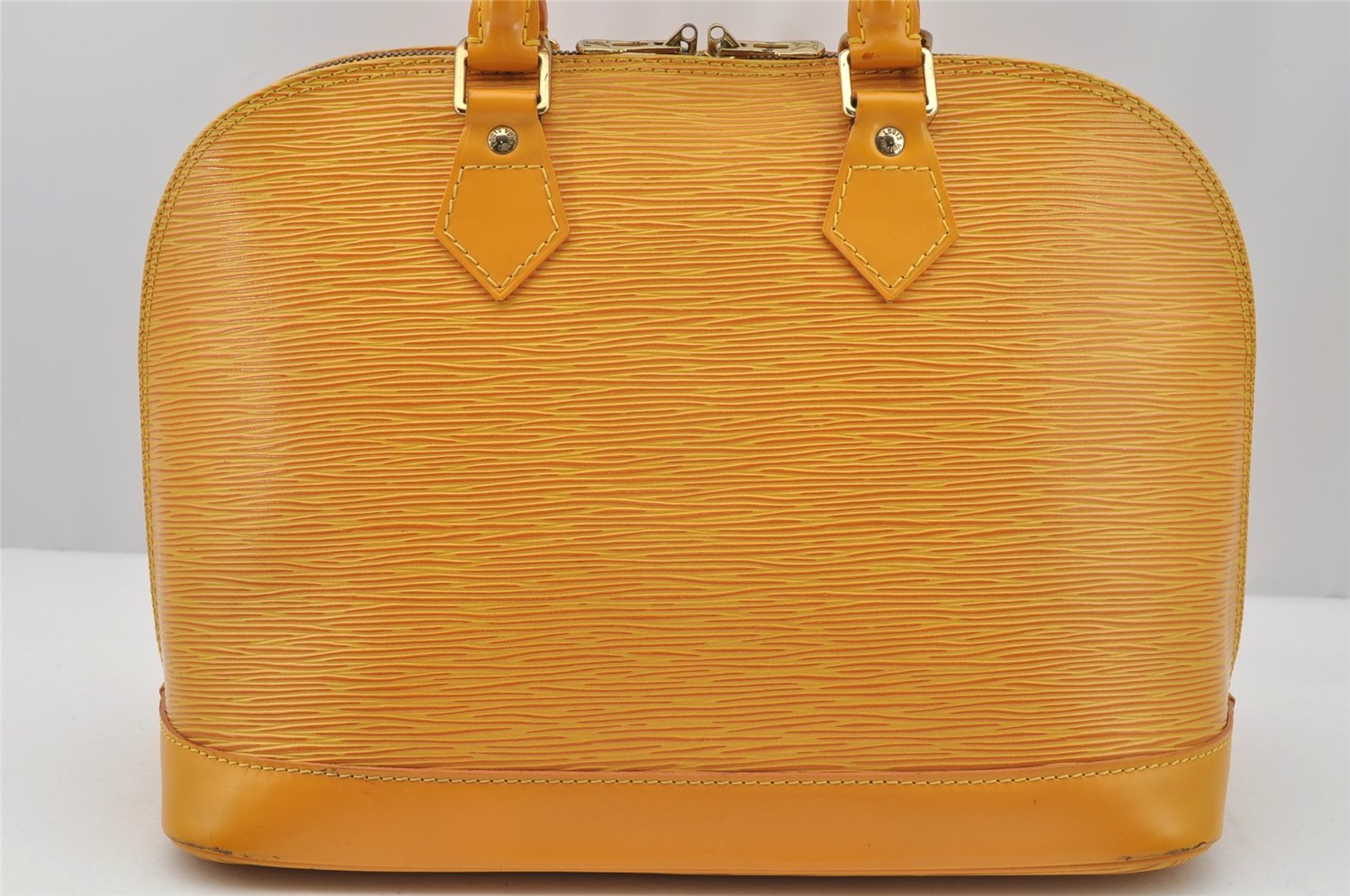 Authentic Louis Vuitton Epi Alma PM Hand Bag Yellow M52149 LV 7686I