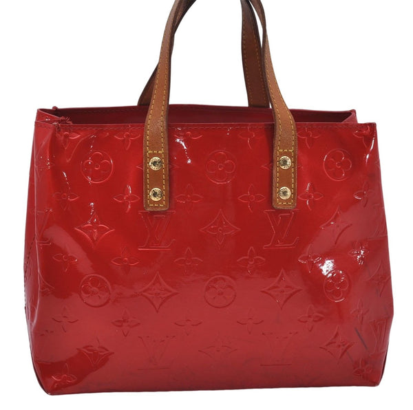 Authentic Louis Vuitton Vernis Reade PM Hand Bag Red M91088 LV 7687D