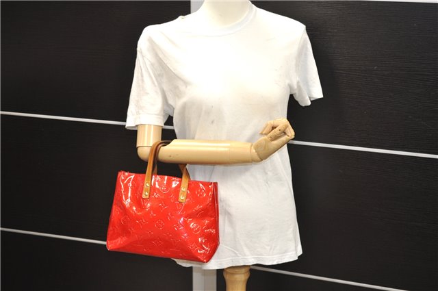 Authentic Louis Vuitton Vernis Reade PM Hand Bag Red M91088 LV 7687D