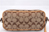 Authentic COACH Signature Shoulder Cross Bag Canvas Leather 6616 Brown 7687E