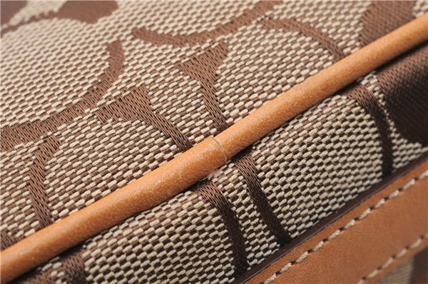 Authentic COACH Signature Shoulder Cross Bag Canvas Leather 6616 Brown 7687E