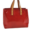 Authentic Louis Vuitton Vernis Reade PM Hand Bag Red M91088 LV 7688D