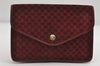 Authentic CELINE Macadam Blason Pattern Clutch Bag Suede Leather Bordeaux 7691I