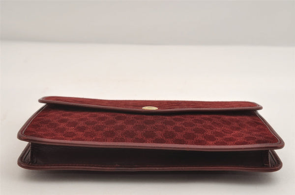 Authentic CELINE Macadam Blason Pattern Clutch Bag Suede Leather Bordeaux 7691I