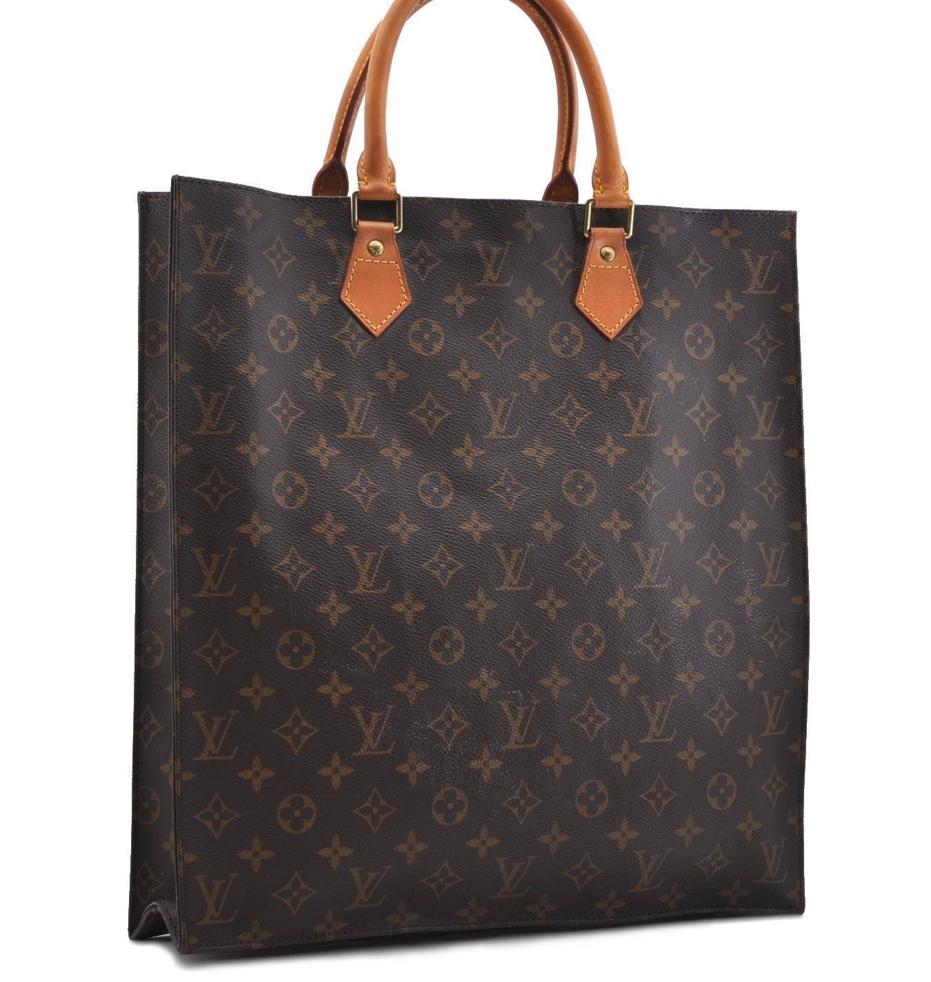 Authentic LOUIS VUITTON Monogram Sac Plat Hand Bag M51140 LV Junk 7694B