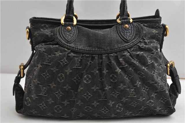 Auth Louis Vuitton Monogram Denim Neo Cabby MM 2Way Hand Bag M95351 Black 7694F