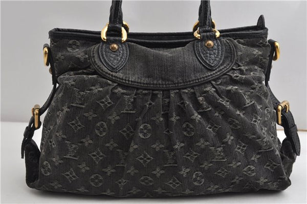 Auth Louis Vuitton Monogram Denim Neo Cabby MM 2Way Hand Bag M95351 Black 7694F