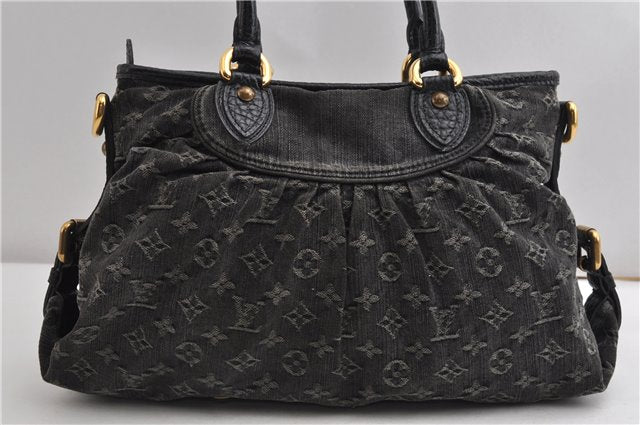 Auth Louis Vuitton Monogram Denim Neo Cabby MM 2Way Hand Bag M95351 Black 7694F