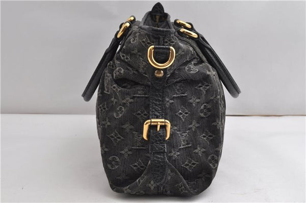 Auth Louis Vuitton Monogram Denim Neo Cabby MM 2Way Hand Bag M95351 Black 7694F