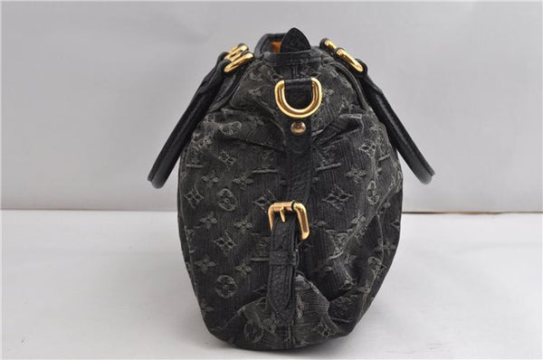 Auth Louis Vuitton Monogram Denim Neo Cabby MM 2Way Hand Bag M95351 Black 7694F