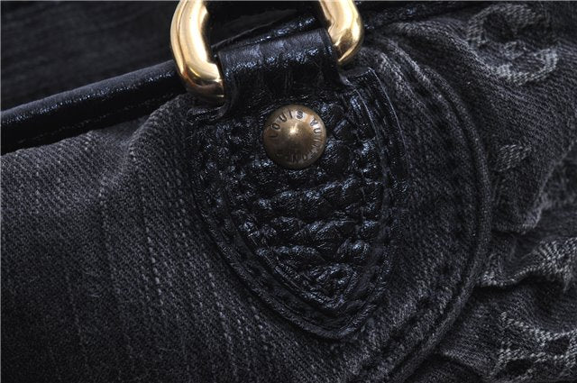 Auth Louis Vuitton Monogram Denim Neo Cabby MM 2Way Hand Bag M95351 Black 7694F