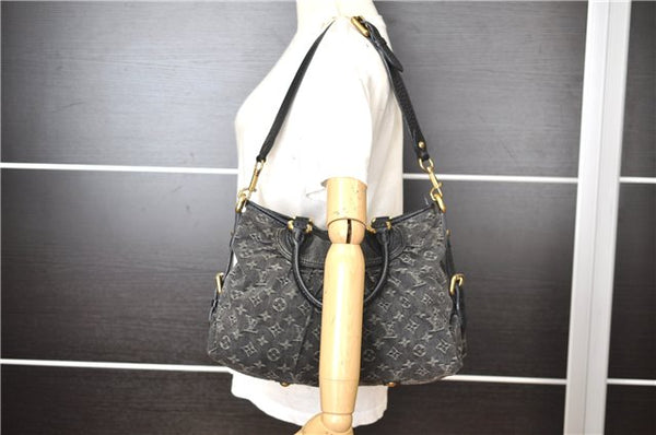 Auth Louis Vuitton Monogram Denim Neo Cabby MM 2Way Hand Bag M95351 Black 7694F