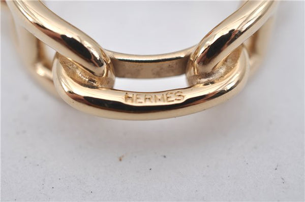 Authentic HERMES Scarf Ring Chaine d'Ancre Chain Design Gold Tone Box 7699E