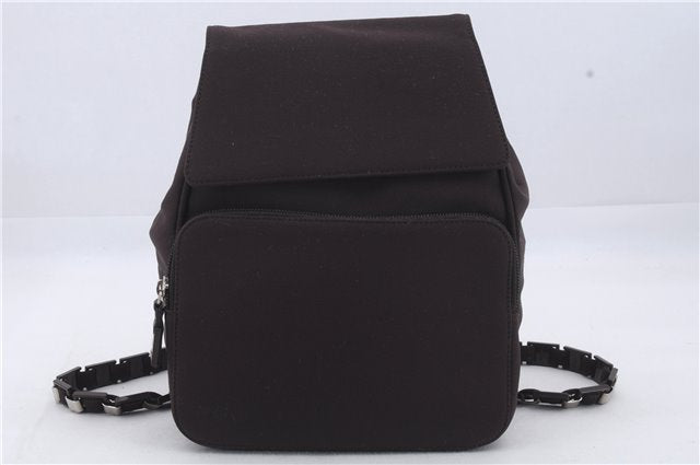 Authentic Ferragamo Vintage Backpack Canvas Leather Brown 7707D
