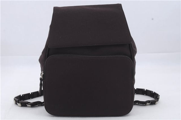 Authentic Ferragamo Vintage Backpack Canvas Leather Brown 7707D