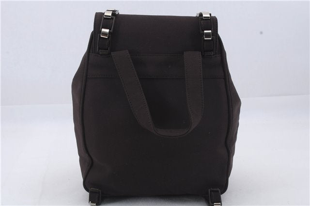 Authentic Ferragamo Vintage Backpack Canvas Leather Brown 7707D