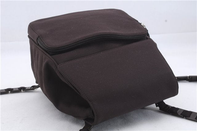 Authentic Ferragamo Vintage Backpack Canvas Leather Brown 7707D