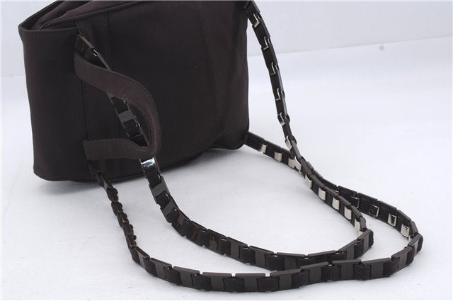 Authentic Ferragamo Vintage Backpack Canvas Leather Brown 7707D