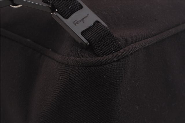 Authentic Ferragamo Vintage Backpack Canvas Leather Brown 7707D