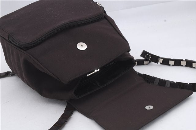 Authentic Ferragamo Vintage Backpack Canvas Leather Brown 7707D
