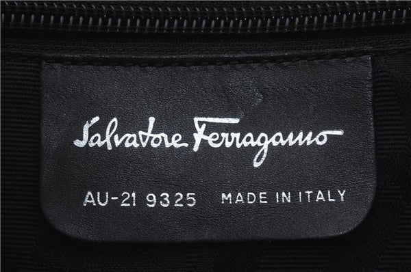 Authentic Ferragamo Vintage Backpack Canvas Leather Brown 7707D