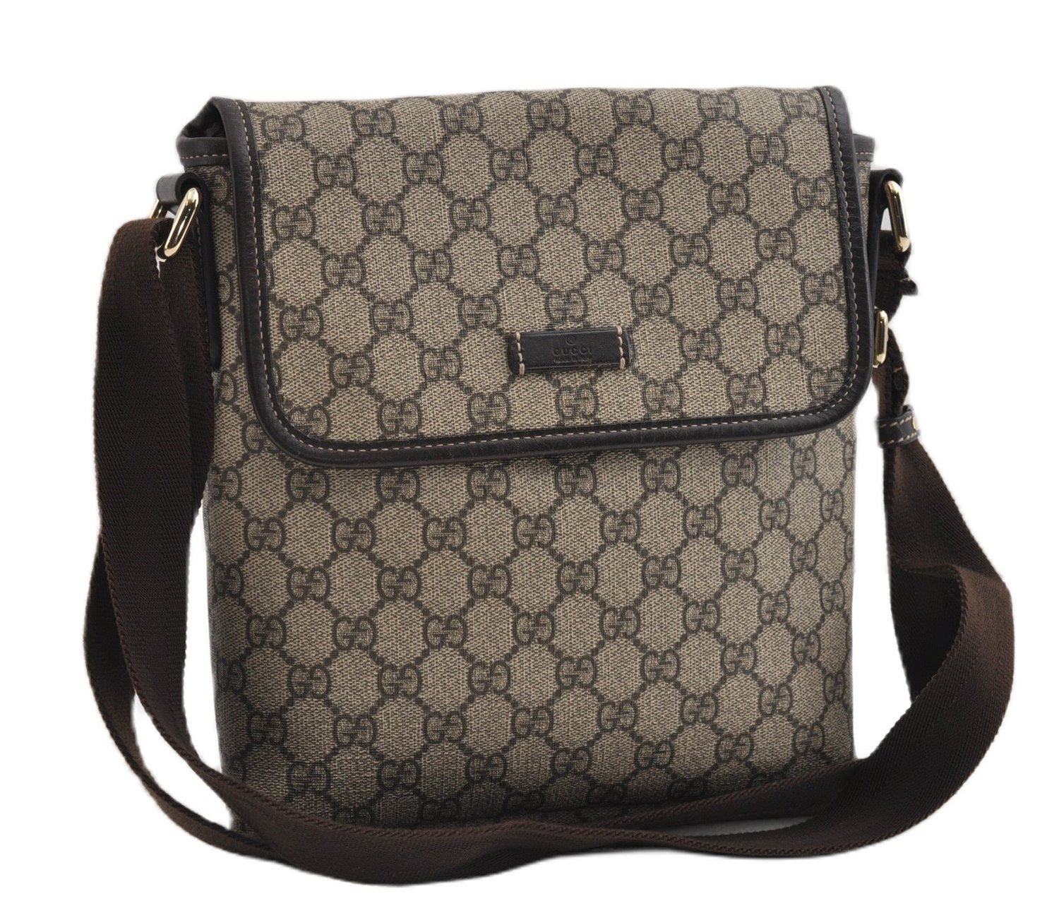 Authentic GUCCI Shoulder Cross Body Bag Purse GG PVC Leather 223666 Brown 7707F