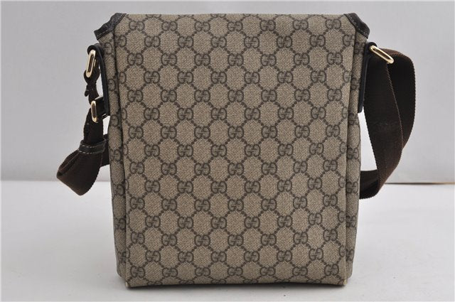 Authentic GUCCI Shoulder Cross Body Bag Purse GG PVC Leather 223666 Brown 7707F