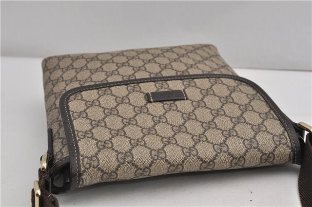 Authentic GUCCI Shoulder Cross Body Bag Purse GG PVC Leather 223666 Brown 7707F