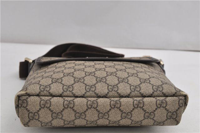 Authentic GUCCI Shoulder Cross Body Bag Purse GG PVC Leather 223666 Brown 7707F