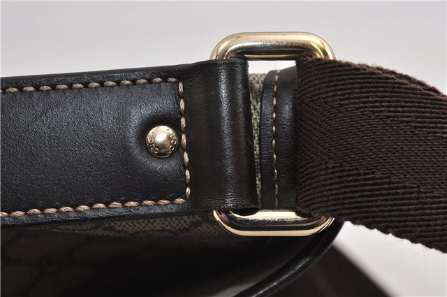 Authentic GUCCI Shoulder Cross Body Bag Purse GG PVC Leather 223666 Brown 7707F