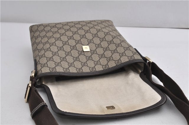 Authentic GUCCI Shoulder Cross Body Bag Purse GG PVC Leather 223666 Brown 7707F