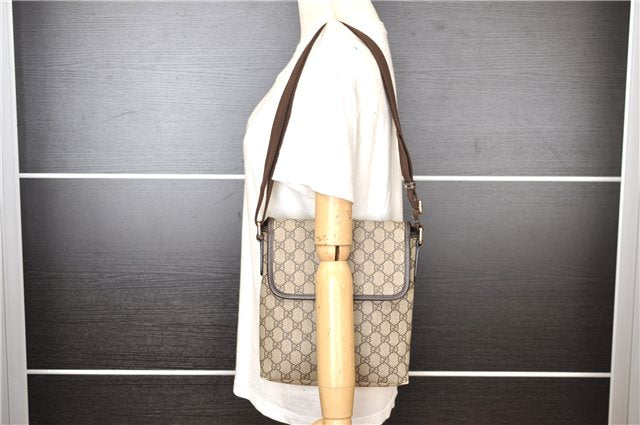 Authentic GUCCI Shoulder Cross Body Bag Purse GG PVC Leather 223666 Brown 7707F