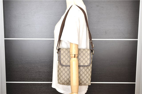 Authentic GUCCI Shoulder Cross Body Bag Purse GG PVC Leather 223666 Brown 7707F
