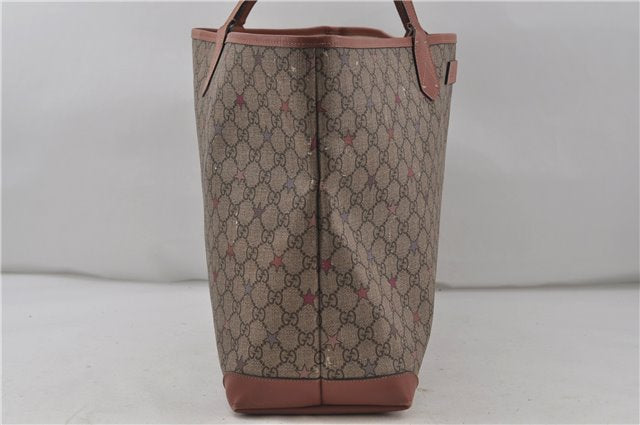 Auth GUCCI GG Supreme Stars Shoulder Tote Bag PVC Leather 309497 Brown 7708D