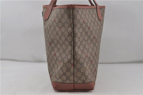 Auth GUCCI GG Supreme Stars Shoulder Tote Bag PVC Leather 309497 Brown 7708D