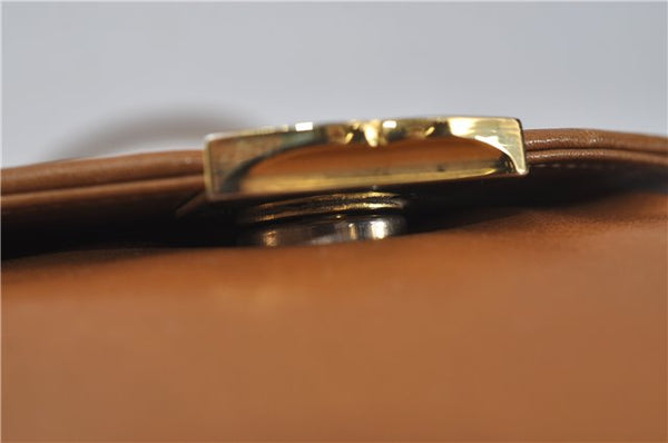 Authentic Ferragamo Vintage Leather Shoulder Cross Body Bag Purse Brown 7710D