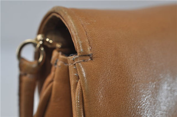 Authentic Ferragamo Vintage Leather Shoulder Cross Body Bag Purse Brown 7710D