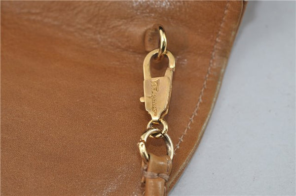 Authentic Ferragamo Vintage Leather Shoulder Cross Body Bag Purse Brown 7710D