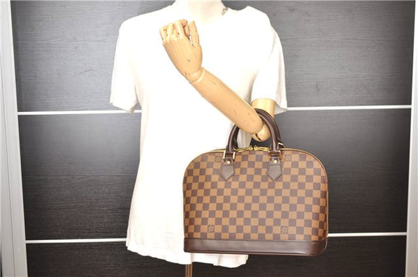Authentic Louis Vuitton Damier Alma Hand Bag Purse N51131 LV 7712F