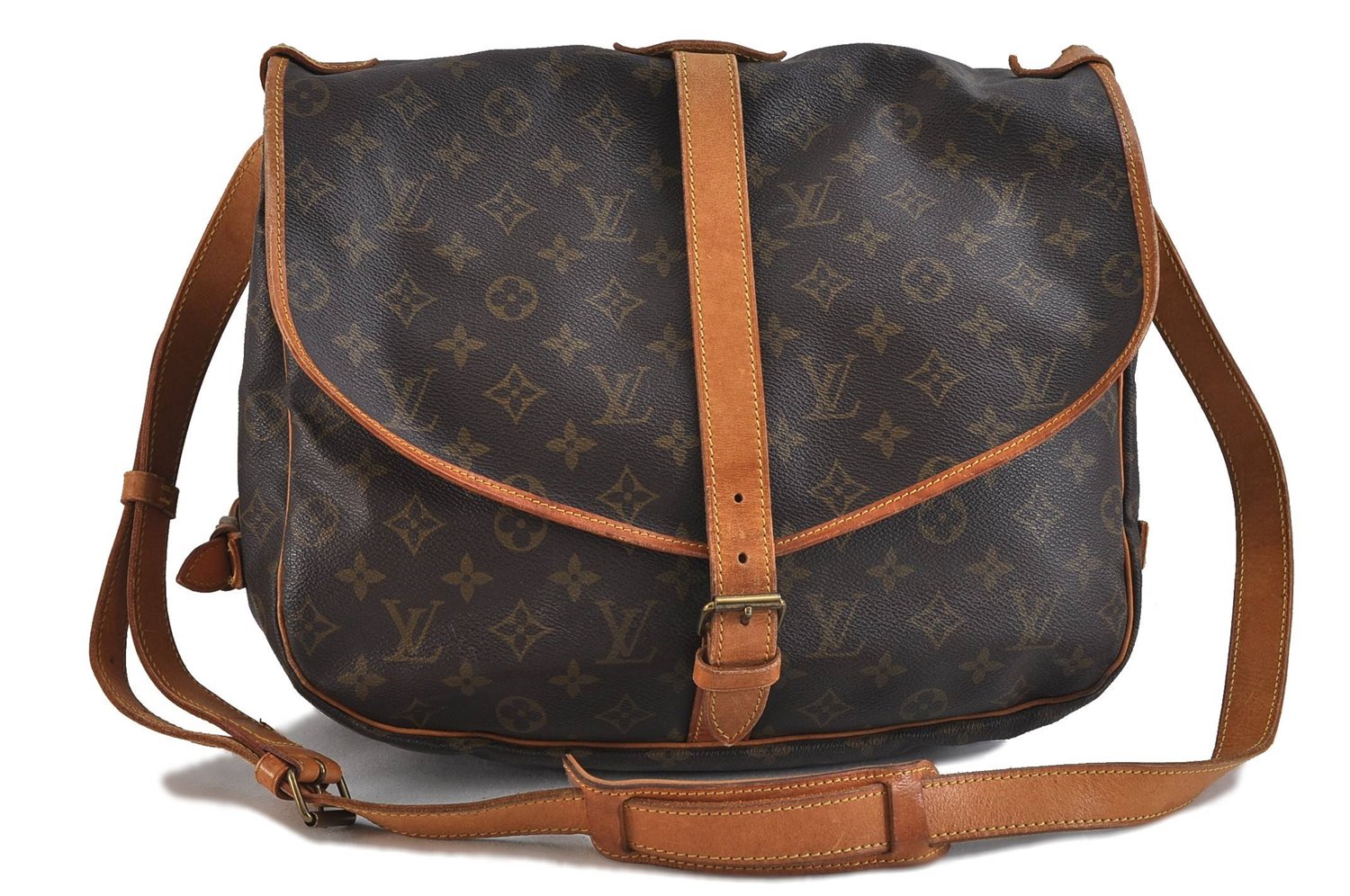 Auth LOUIS VUITTON Monogram Saumur 35 Shoulder Cross Body Bag M42254 LV 7717C