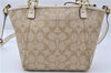 Authentic COACH Signature 2Way Tote Hand Bag PVC Leather F20097 Beige 7717E