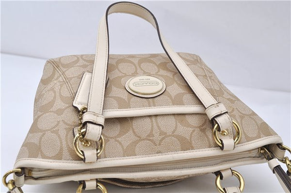 Authentic COACH Signature 2Way Tote Hand Bag PVC Leather F20097 Beige 7717E