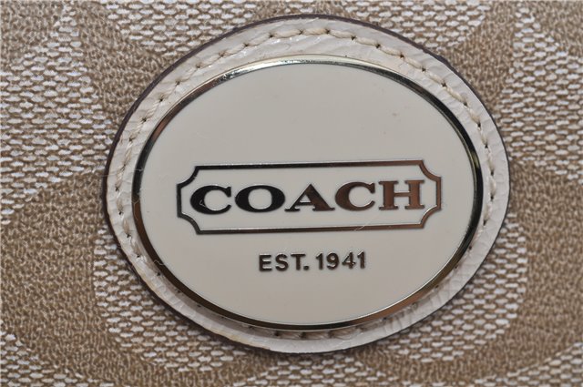 Authentic COACH Signature 2Way Tote Hand Bag PVC Leather F20097 Beige 7717E