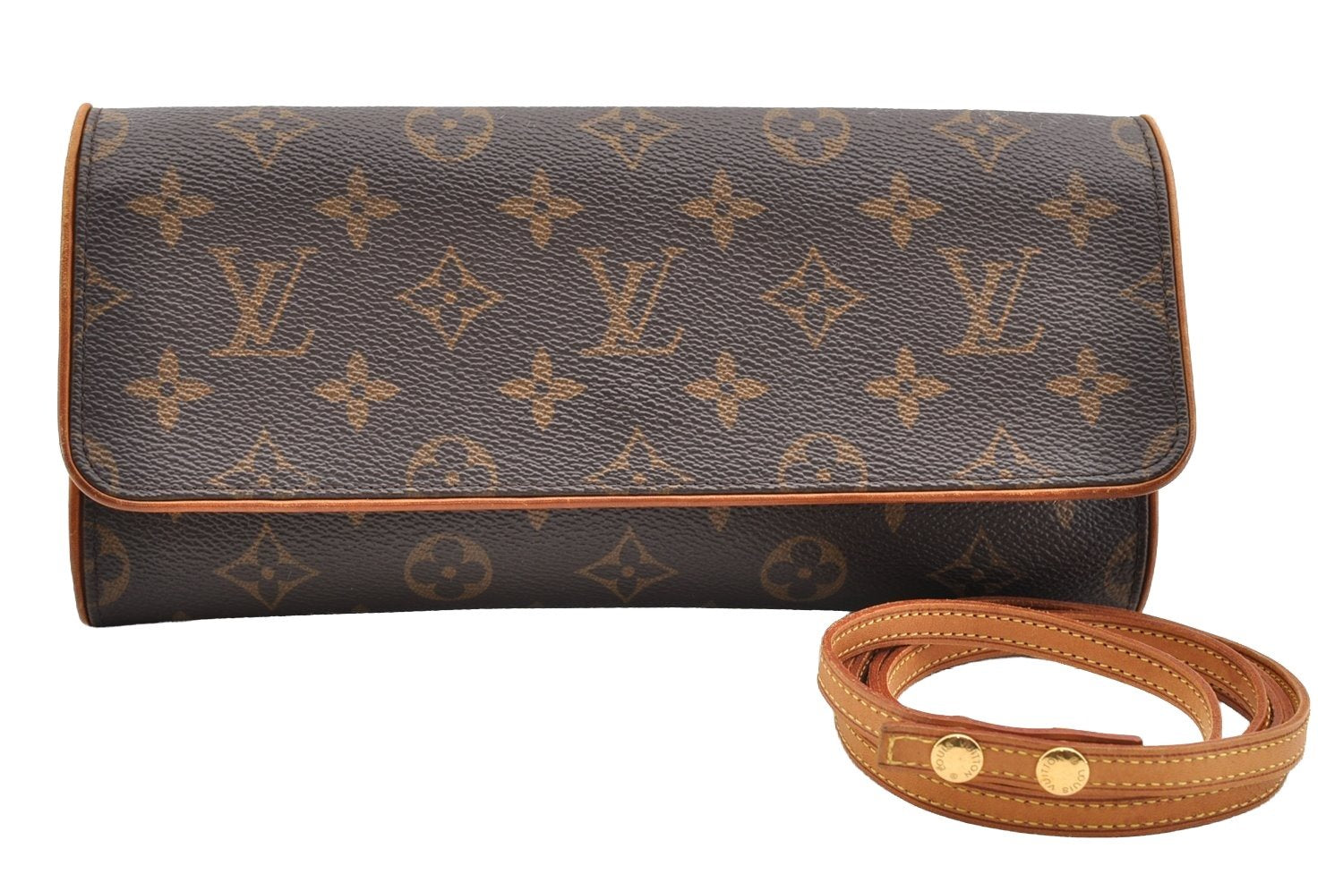 Authentic Louis Vuitton Monogram Pochette Twin GM Shoulder Bag M51852 LV 7718I
